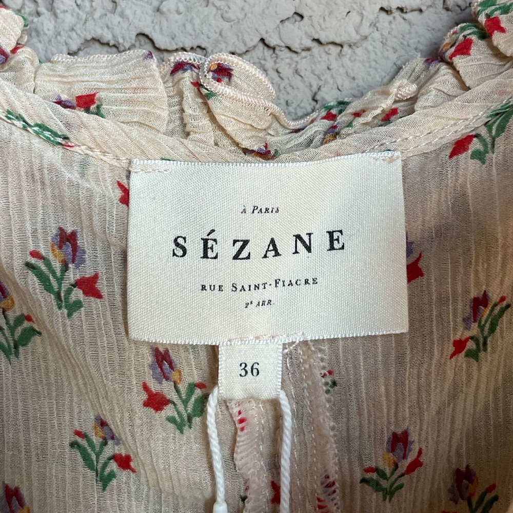 Sezane Floral Ruffle Blouse - Cream and Pink - Picture 14 of 16